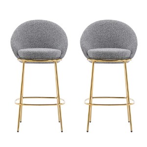 DSVIMOY Counter and Bar Stool Metal Frame with Upholstered Seating for Modern Decor, Gold and Gray, 26"*22"*18" - 1 of 4