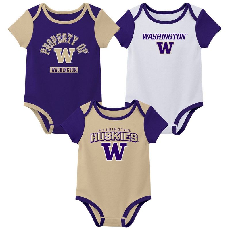 NCAA Washington Huskies Infant 3pk Bodysuit, 1 of 5