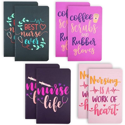 8-Pack Journal Bulk, Pocket Notebook Diary Set, Perfect Gifts for Nurse, Lined Pages, 5x8