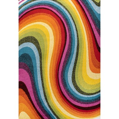 Colorful Abstract Swirl Multicolor 5 x 8 Area Rug