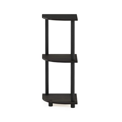 Black 3-Shelf Corner Display Rack with Adjustable Shelves
