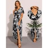 INSPIRE CHIC Women's Short Sleeve Slit Wrap V Neck Midi Floral Long Dresses - 2 of 4