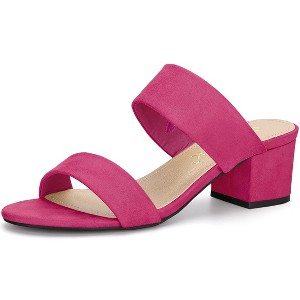 Allegra K Women's Back to College Faux Suede Dual Straps Block Heel Slide Sandals - 1 of 4