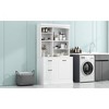 ORRD 70.9" Tall White Linen Tower Tilt-Hamper, Drawers, Adjustable Storage MDF Build, Steel Handles - 3 of 4