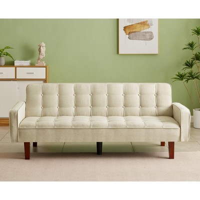 DOMETOUR Solid Color Tufetd Sofa Save Space Convertible Sofa Bed for Living Room