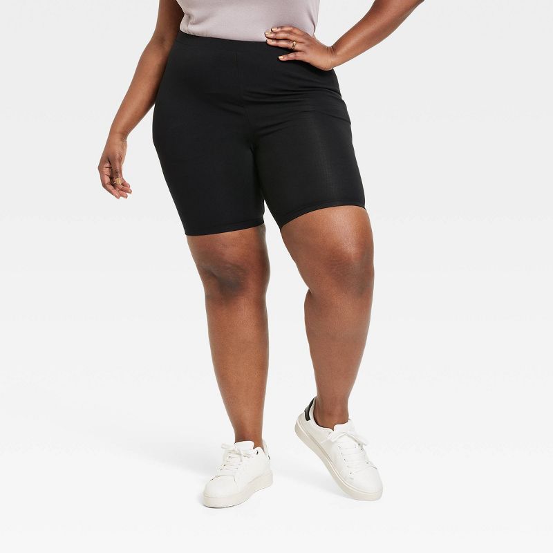 Women's High-Waisted Bike Shorts - Ava & Viv™ Black, 1 of 4