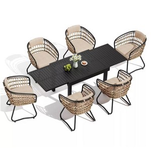 Crestlive Products Modern Aluminum Outdoor Dining sets Expandable Patio Dining Table with arm chairs for 4-10 People Outside - 1 of 4