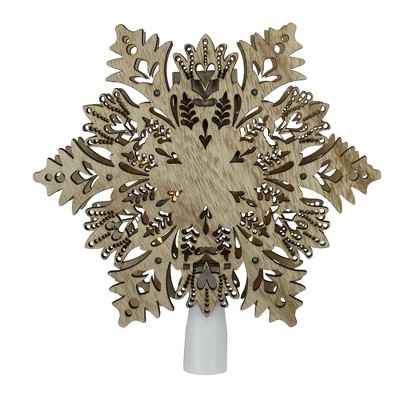 Northlight 8.5" Pre-Lit Brown Battery Operated Snowflake Christmas Tree Topper - Clear Lights