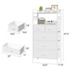 5 Drawer Dresser, Tall Dresser for Bedroom, Storage Organizer with Fabric Bins, Wood Top, Sturdy Steel Frame, Easy Pull Handle, Hallway, White - 3 of 4
