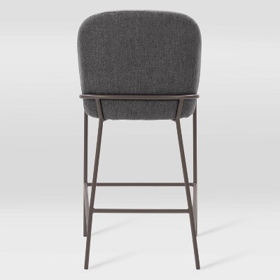 Blakeley Dark Grey Soft Fabric & Iron Counter Height Barstool