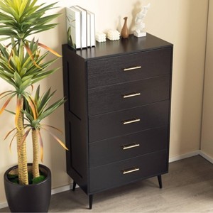 MAYEERTY 5 Drawer Storage Chest Tapered Metal Legs Sweeper Friendly Bottom Space - 1 of 4