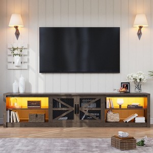 Farmhouse TV Stand with LED Light for 90 inch TV, Media Entertainment Center Console with Adujstable Shelf, Television Stands for Living Room - 1 of 4