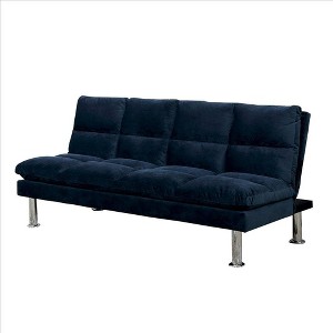 Royal Hampton Sofa with Tufted Padded Seating and Metal Legs, Blue - 1 of 4