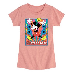 Girls' - Disney - Mickey Music Is Life Fitted Short Sleeve Graphic T-Shirt - 1 of 4