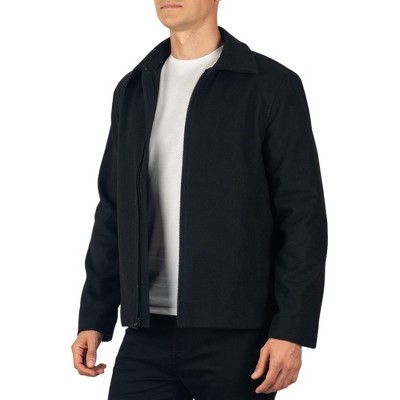 Alpine Swiss Grant Men’s Wool Jacket 28 Inch James Dean Style Bomber with Zippered Pockets Black XL — фото 3