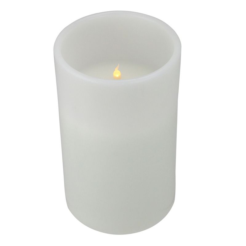 Northlight 10" Prelit LED Battery Operated Flameless 3-Wick Flickering Pillar Candle - White, 2 of 4