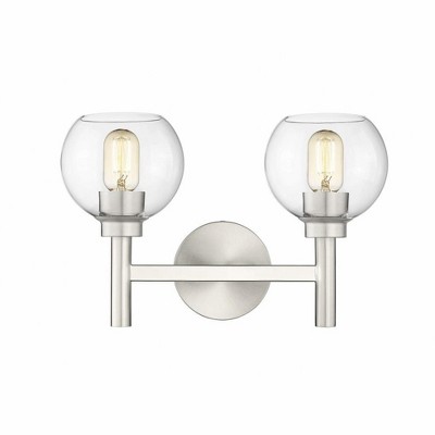 Sutton Brushed Nickel 2-Light Vanity with Clear Glass Shades