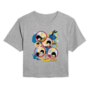 Women's - The Beatles - Yellow Sub Grid Cropped Graphic T-Shirt - 1 of 4