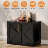 Cat Litter Box Enclosure, Farmhouse Rustic Wooden Cat Washroom Furniture with Barn Doors, Hidden Litter Box Cabinet End Table for Indoor Home - 3 of 4