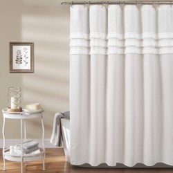 Vintage Stripe Yarn Dyed Cotton Shower Curtain Denim Lush Decor