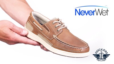 Dark Tan Genuine Leather Waterproof Lace-up Boat Shoe, Size 11.5