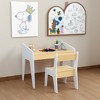 Lirago Kids Wood Table and Chairs Children Activity Table Toddler Furniture Set for Learning Playing and Dining White and Natural Wood - 3 of 4