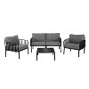 4-Piece/6-Piece Modern Outdoor Patio Furniture Set with Square Coffee Table Patio Conversation Set with Waterproof Cushions, Black/White - ModernLuxe - 2 of 4