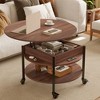 WOWLIVE Lift Top Coffee Table with Storage Shelves and Wheels，Round Casters Cocktail Table with Hidden Compartment for Living Room - 3 of 4