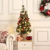 3ft Pre-Lit Flocked Tabletop Christmas Tree - 78 Warm White LEDs w/ Berry Clusters - Battery Operated, Green - 2 of 4