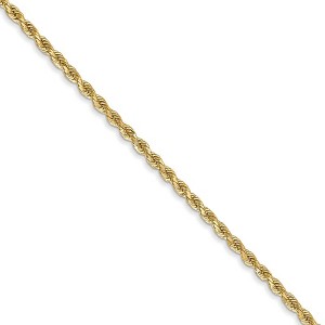 Black Bow Jewelry 1.75mm 14k Yellow Gold Solid Diamond Cut Rope Chain Necklace - 1 of 4