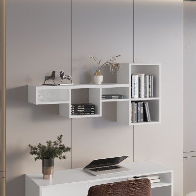 NicBex 7 Shelves Wall Mounted Bookshelves Floating Decor  Decorative Hanging  Shelf for Books, Plants & Collectibles