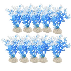 Unique Bargains Simulation Plants Grass Decor for Fish Tank 3.5" Blue White 10 Pcs - 1 of 3