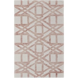 Ivory Pink and Tan Wool Geometric Hand Tufted Area Rug - 1 of 4