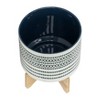 Syemin Planters Ceramic Planter on Stand with Dots, Decorative Plant Pots for Living Room, Garden, Balcony, Home Decor, Blue15"*15"*17" - 2 of 4