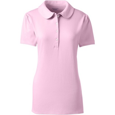 Lands' End School Uniform Women's Short Sleeve Peter Pan Collar Polo Shirt  - Small - Ice Pink