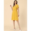 Allegra K Women's Notched Lapel Elastic Waist Pocket A-Line Safari Shirt Dresses - 2 of 4