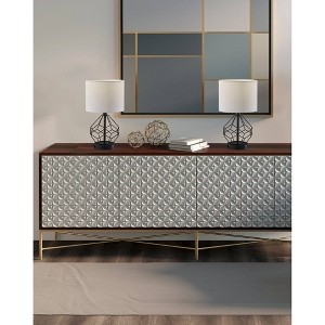 Adesso Chiara 2 Piece Bonus Pack Black: Contemporary Metal Cage Base, White Drum Shades, ETL Listed, No Assembly Required - 1 of 4