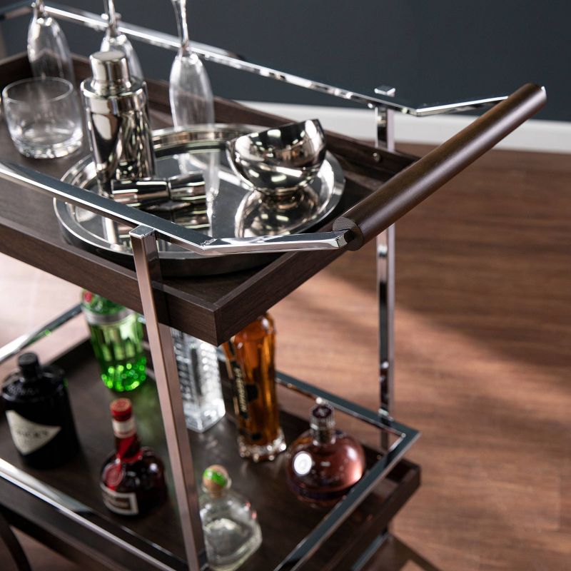 Oneots Rolling Bar Cart Brown/Chrome - Aiden Lane, 4 of 10
