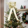 Christmas Tree Topper, Christmas Decorations 9.84 in Glitter Bow - with Decorative Spruce Branch, Xmas Holiday Decor for Tree - 2 of 4