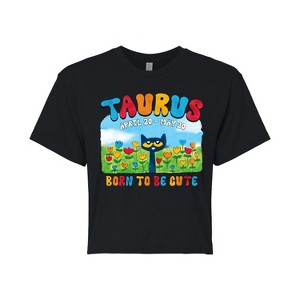 Women's - Pete the Cat - Taurus Cropped Graphic T-Shirt - 1 of 4