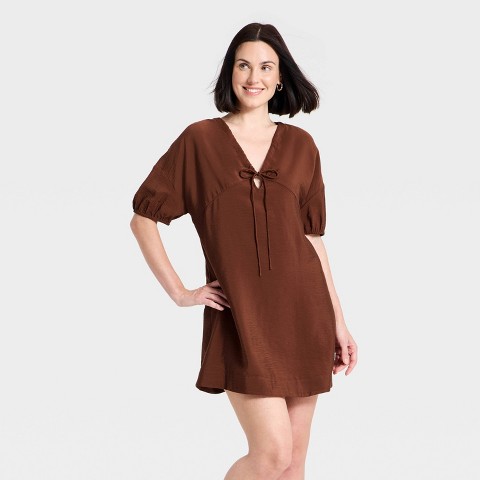 Женские платья A New Day Women's Tie-Front Mini Dress - A New Day™ Brown M