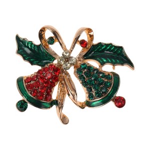 Unique Bargains Christmas Brooches Alloy Dripping Wax Red Green 1.65"x2.24" 1 Pc - 1 of 4