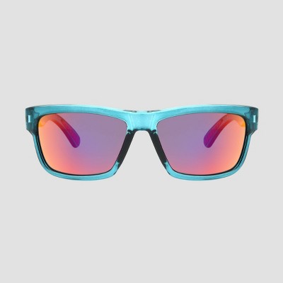 Men's Wrap Sport Sunglasses with Mirrored Polarized Lenses - All in Motion™ Blue