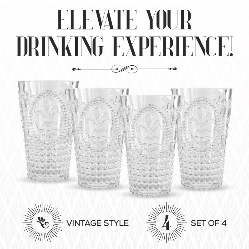 Elle Decor Acrylic 25 Ounce Plastic Water Tumblers, Set of 4 Drinking Cups, Reusable, Shatterproof, and BPA-Free Beverage Drinking Glasses, 2 of 8