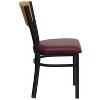 Emma and Oliver Black Circle Back Metal Dining Chair/Natural Back, Burgundy Seat - 4 of 4
