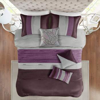 Madison Park 7pc Queen Salem Comforter Set Purple