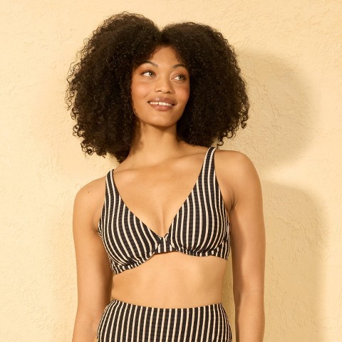 Shade & Shore Women's Striped Ribbed Demi Underwire Bikini Top - Shade & Shore™ Multi 36C
