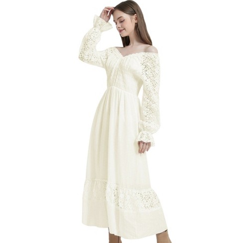 Anna-Kaci Women's Lace Long Sleeve V Neck Fall Maxi Dress - image 1 of 4