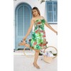 HAPPY BAY Women's Tube Dress Top Smocked Mini One Size Cyan Leaves - 2 of 4