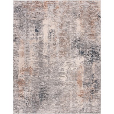 Abstract Ripple Cream/Grey Synthetic 8' x 10' Area Rug